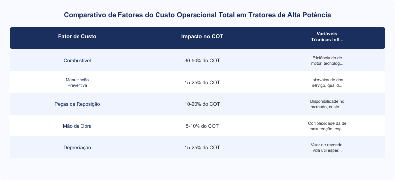 Diagrama técnico: Custo Operacional Total de Tratores de Alta Potência: Análise Técnica
