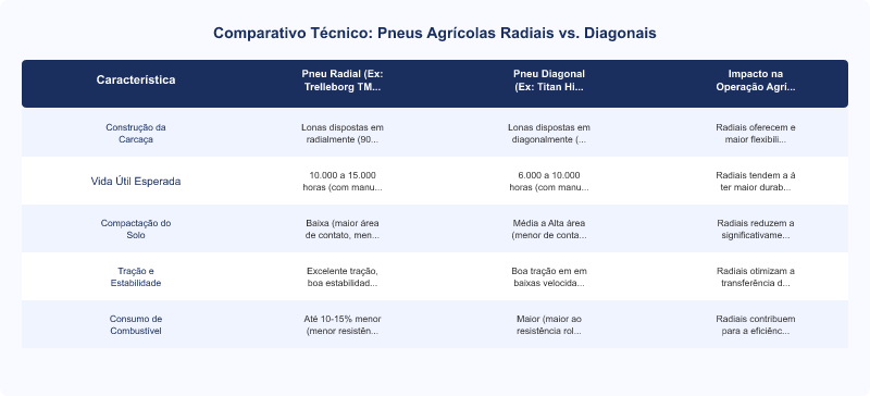Diagrama técnico: Pneus Agrícolas: Vida Útil, Compactação do Solo e Tipos Construtivos