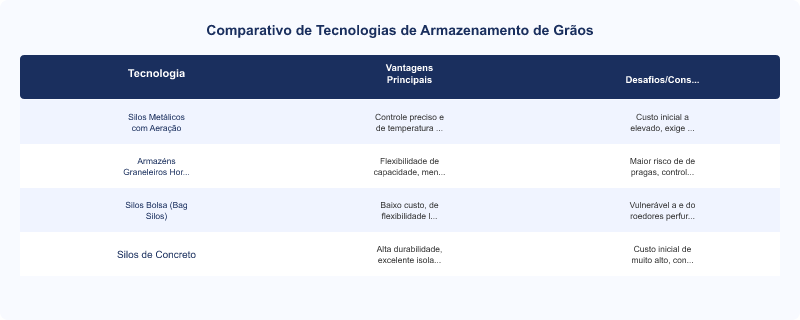 Diagrama técnico: Tecnologias e Melhores Práticas para Armazenamento de Grãos Pós-Colheita